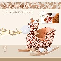 Vista 6 de Qaba Juguete de Caballo Mecedor de Peluche para Niños Estilo Jirafa con Canción para 18-36 Meses, Marrón