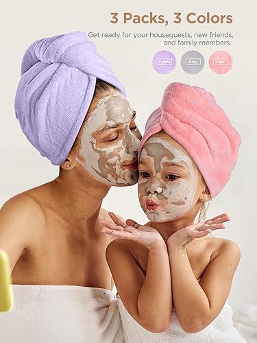 Miniatura 10 de Hicober Toalla de microfibra para el cabello, súper absorbente, toalla de pelo para mujeres, de secado rápido, turbante para rizado y largo, todo