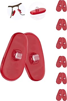 6 Pairs Replacement Silicone Rubber Nose Pieces Compatible with Oakley Wiretap 2.0/Surface Plate/Wingfold/Wingback SQ/Tincup/Tincup 0.5 Ti/Conductor 68 Sunglass,Red
