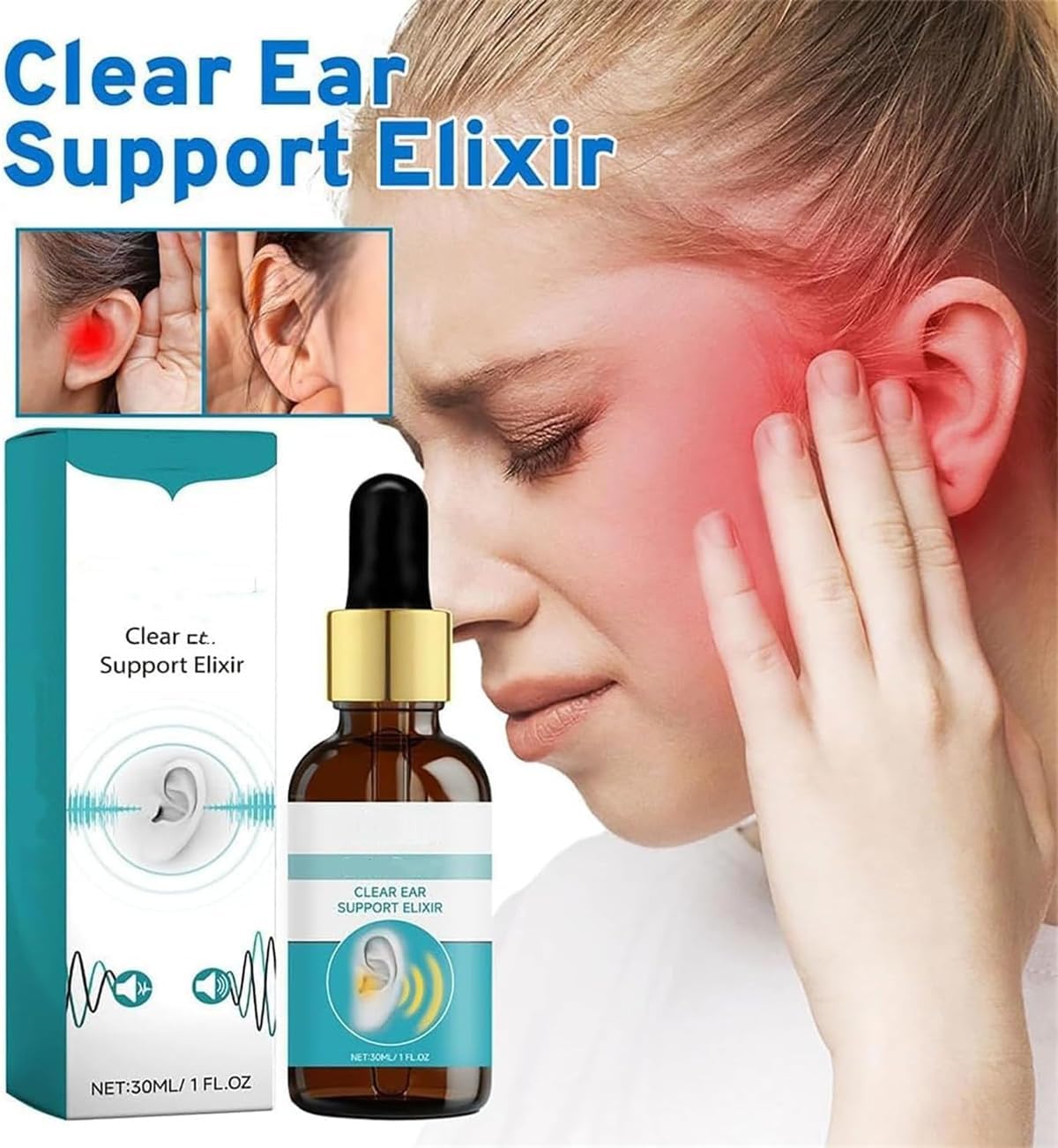 Spray anti-acouphènes bio pour le soutien des oreilles. Spray nettoyant pour le soulagement des acouphènes. Appareil pour soulager les acouphènes et les bourdonnements d'oreilles.