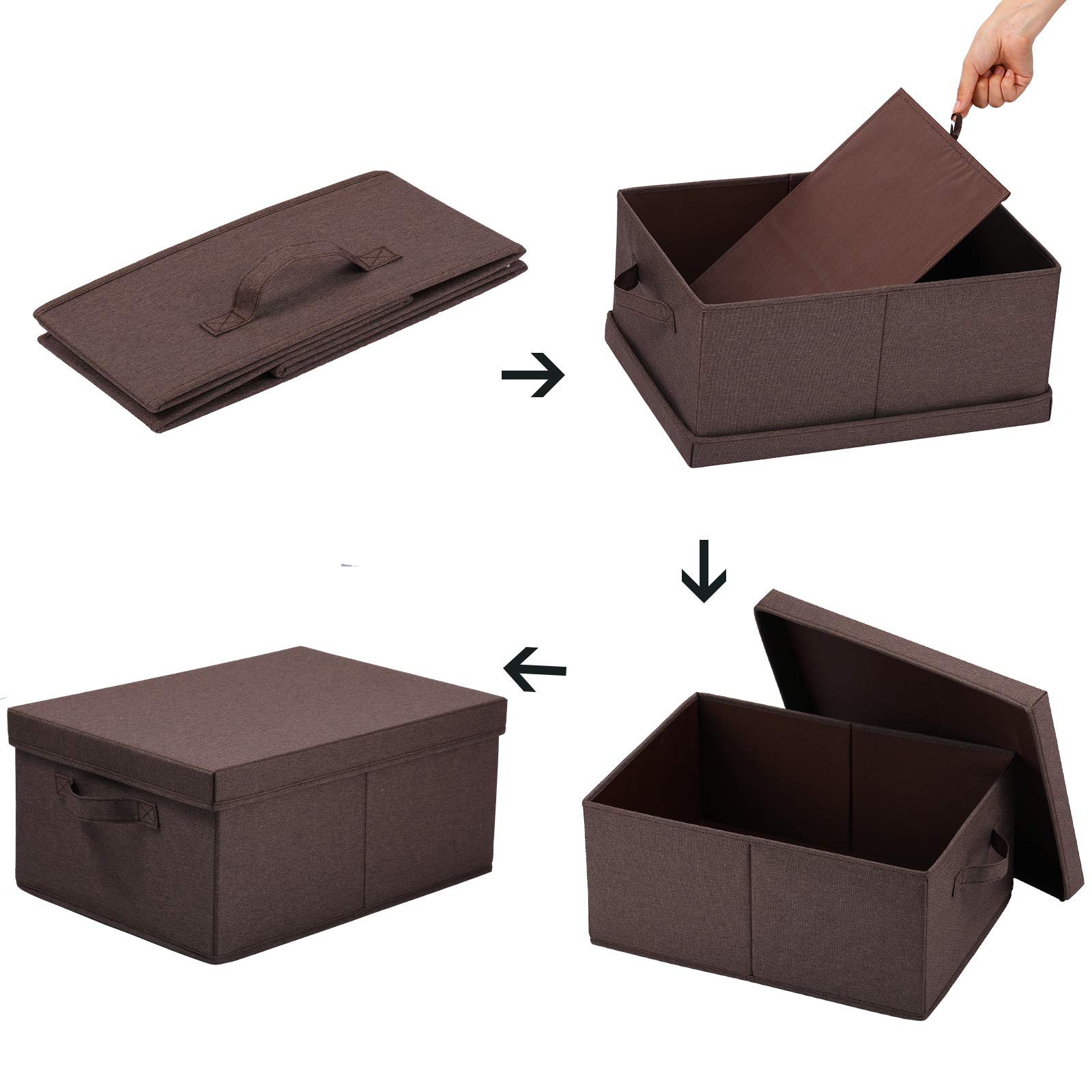 HOONEX Faltbare Aufbewahrungsboxen Mit Deckel – 2 Stück, 41,9x30x19,1 Cm, Für Kleidung & Spielzeug