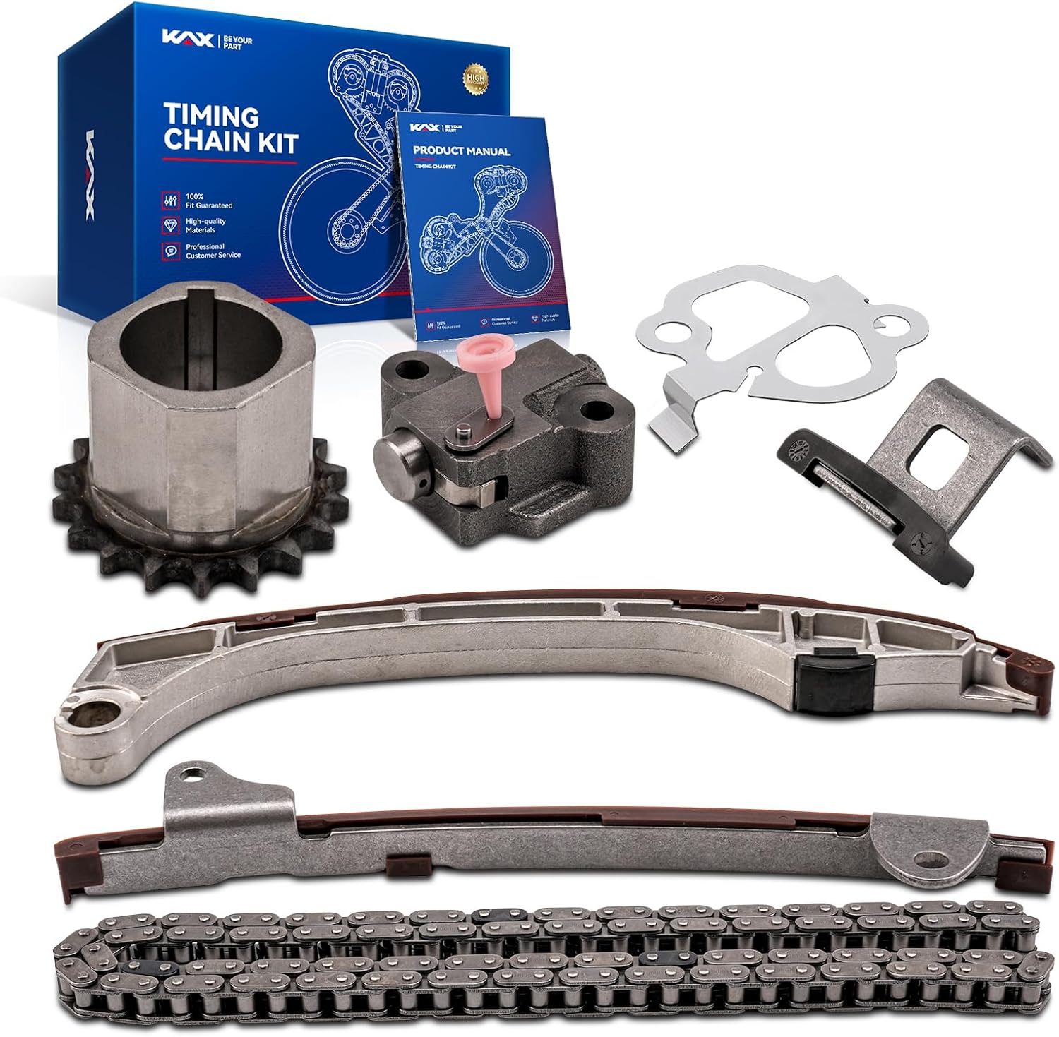 KAX Timing Chain Kit for Toyota Camry 2010-2016, Highlander 2009-2016, RAV4 2009-2015, OE Replacement 1352136010, 135610V010, Durable Engine Timing Set with Tensioner & Sprocket