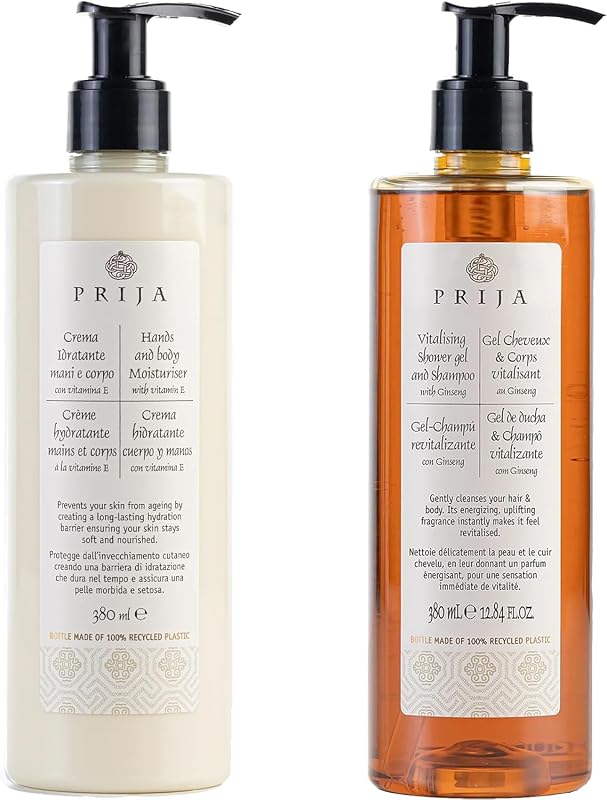 Prija Conjunto com hidratante para mãos e corpo e gel de banho, 2 x 380 mL