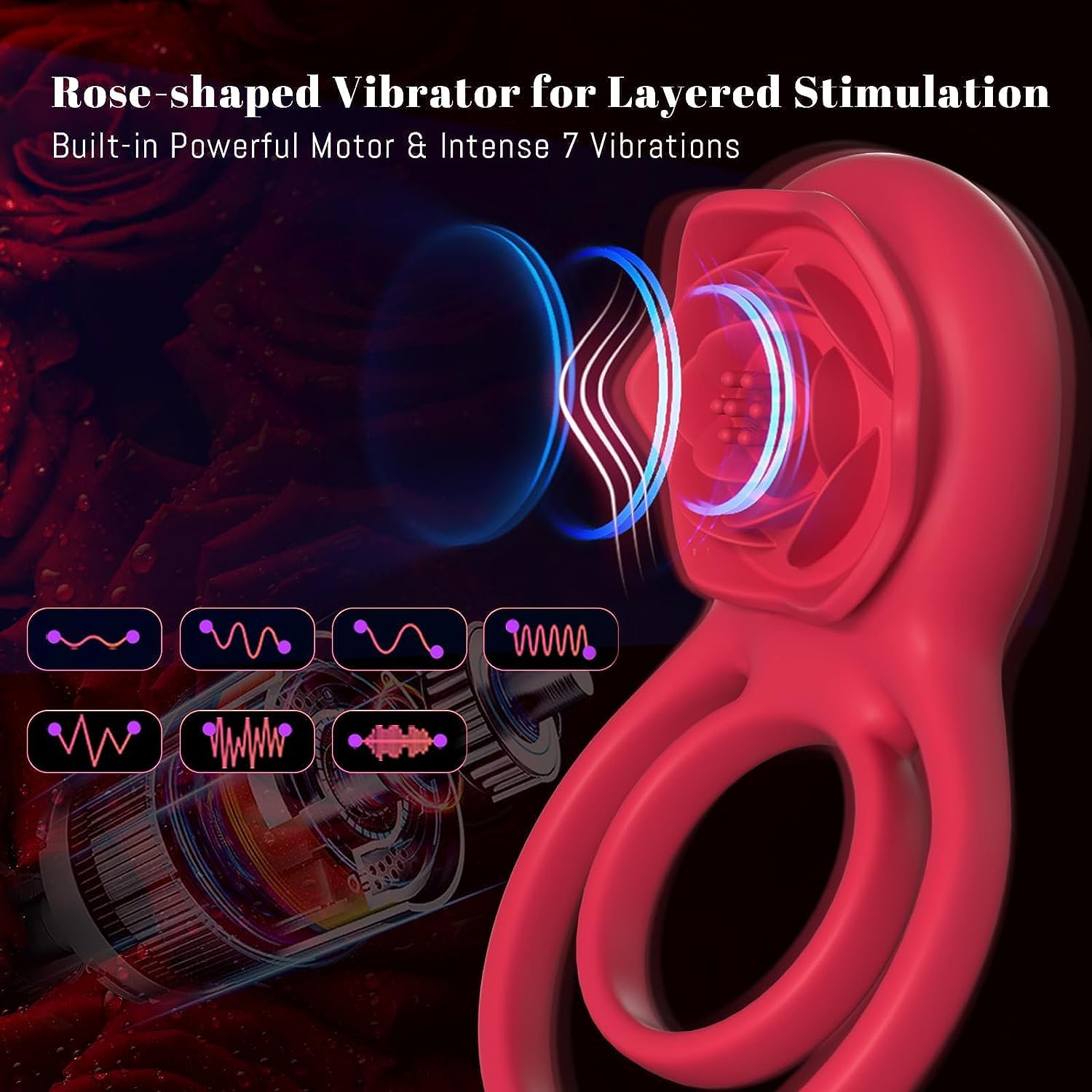 Amazon.com: Vibrating Cock Ring with Rose Clitoral Stimulator, Pleasure  Penis Ring Vibrator Couples Adult Sex Toys for Men Women, 7 Vibrations Male  Couple Sex Toy : Health & Household