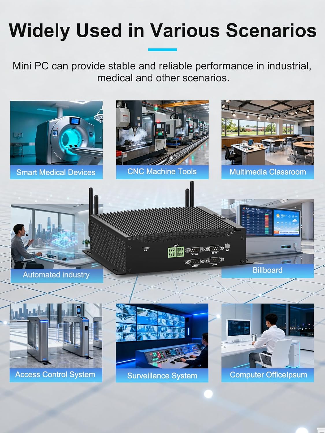 Industrial Computer, Fanless Industrial PC 16GB DDR4 512GB SSD, Core i7-10610U, Fanless Mini PC Compatible with Win11 Pro, Win10, Linux