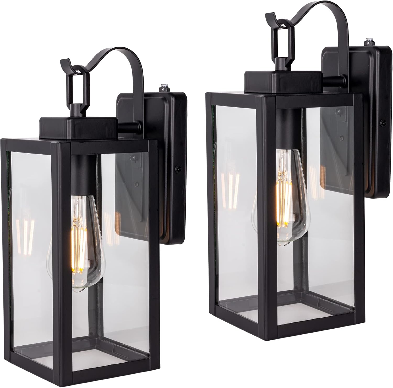 LIT-PaTH Outdoor Wall Lantern, Wall Sconce as Porch Lighting Fixture, E26 Medium Base Max 60W, Anti-Rust Metal with Glass Shade, Oil Rubbed Bronze Finish, 1-Pack