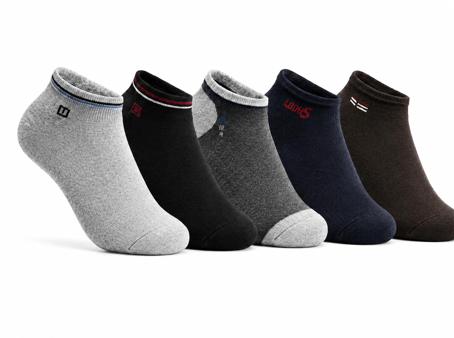 Pack of 5 Pairs Men's Pure Cotton Ankle Socks-picture-52