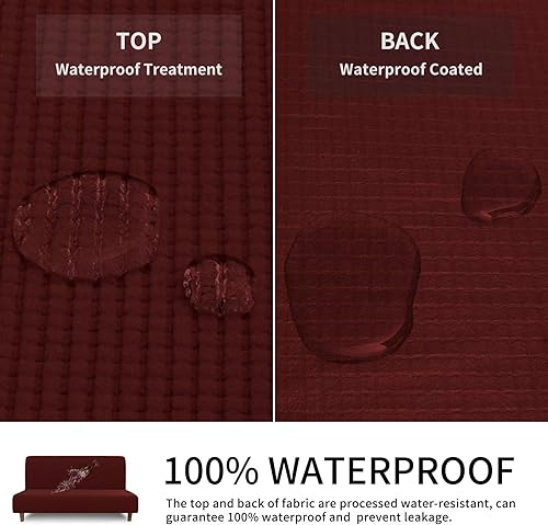 Vista 51 de Easy-Going Funda 100% impermeable para futón, con impermeabilidad doble para futón, funda de sofá jacquard elástica, protector de muebles a prueba
