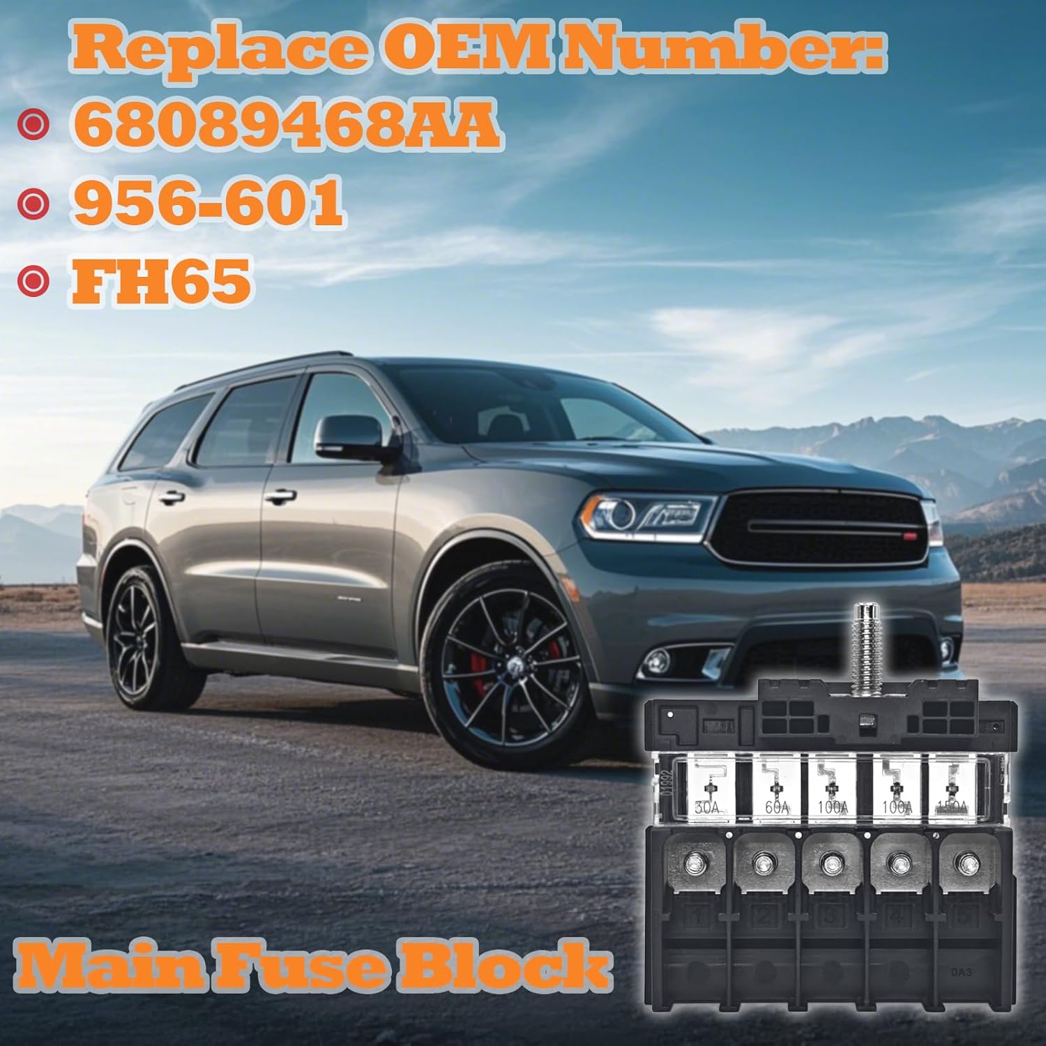956-601 Main Fuse Block (Pack of 2) for Dodge Durango 2011-2023 & Grand Cherokee WK 2012-2022 - Direct Replacement for 68089468AA, FH65, 956601