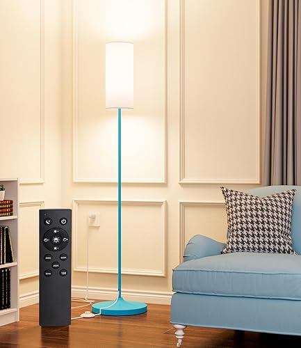 Vista 14 de luckystyle Lámpara alta regulable de pie, bombilla LED de 12 W con pantalla, interruptor de pie, poste de temperatura de color personalizado remoto
