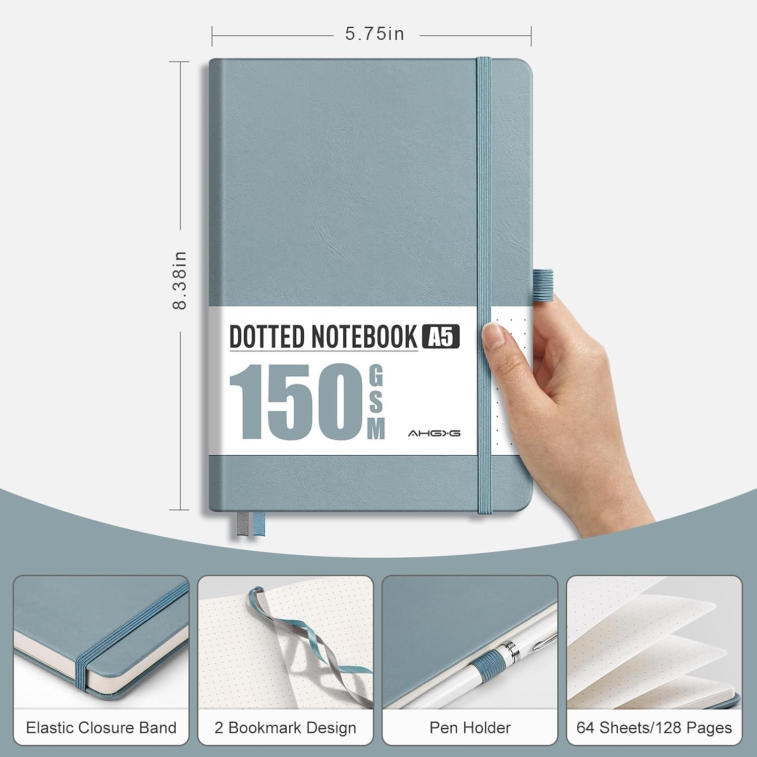 AHGXG Dotted Journal, 150 GSM Paper, 128 Pages, A5 (5.7'' X 8.3'') image 3