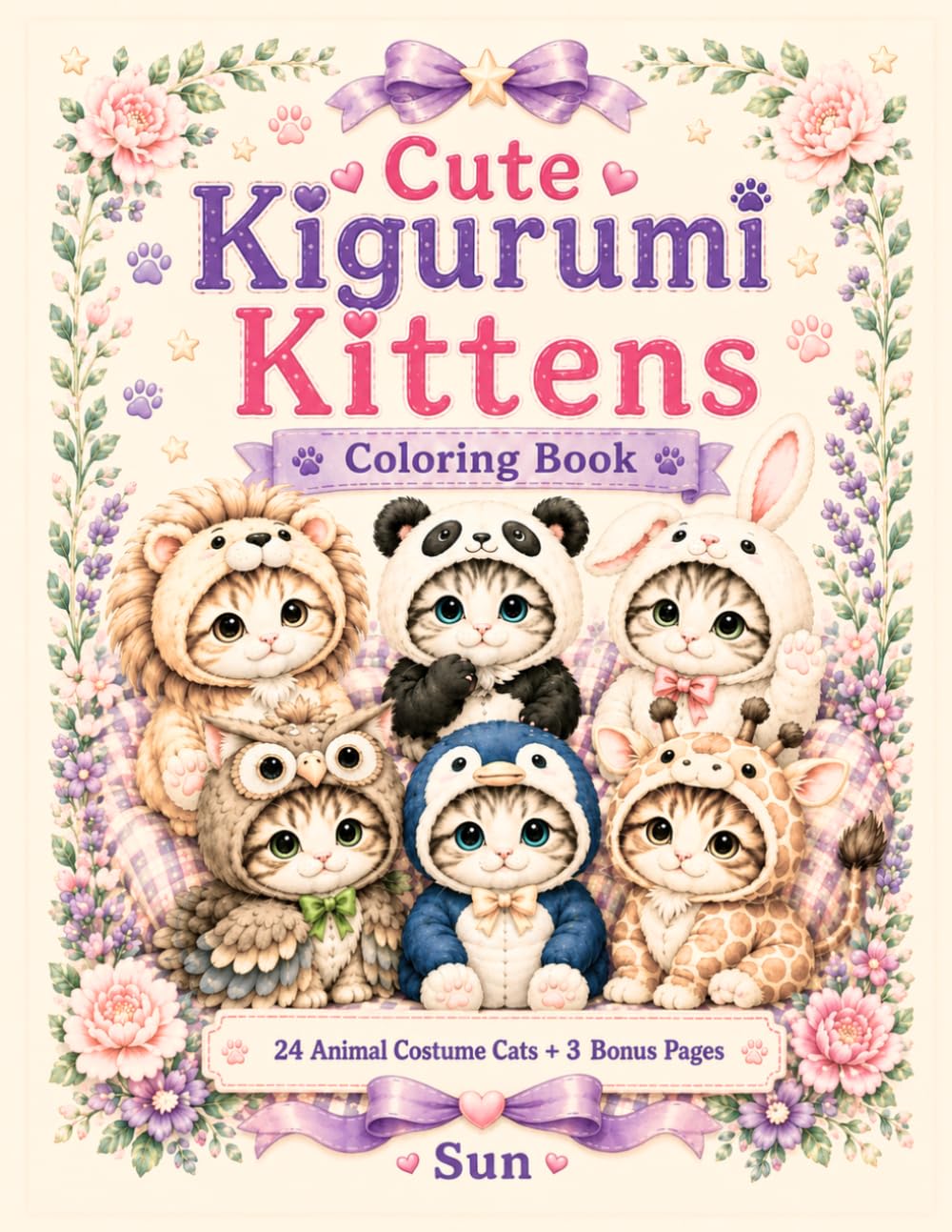 Cute Kigurumi Kittens Coloring Book: 24 Adorable Animal Costume Cats to Color & Relax