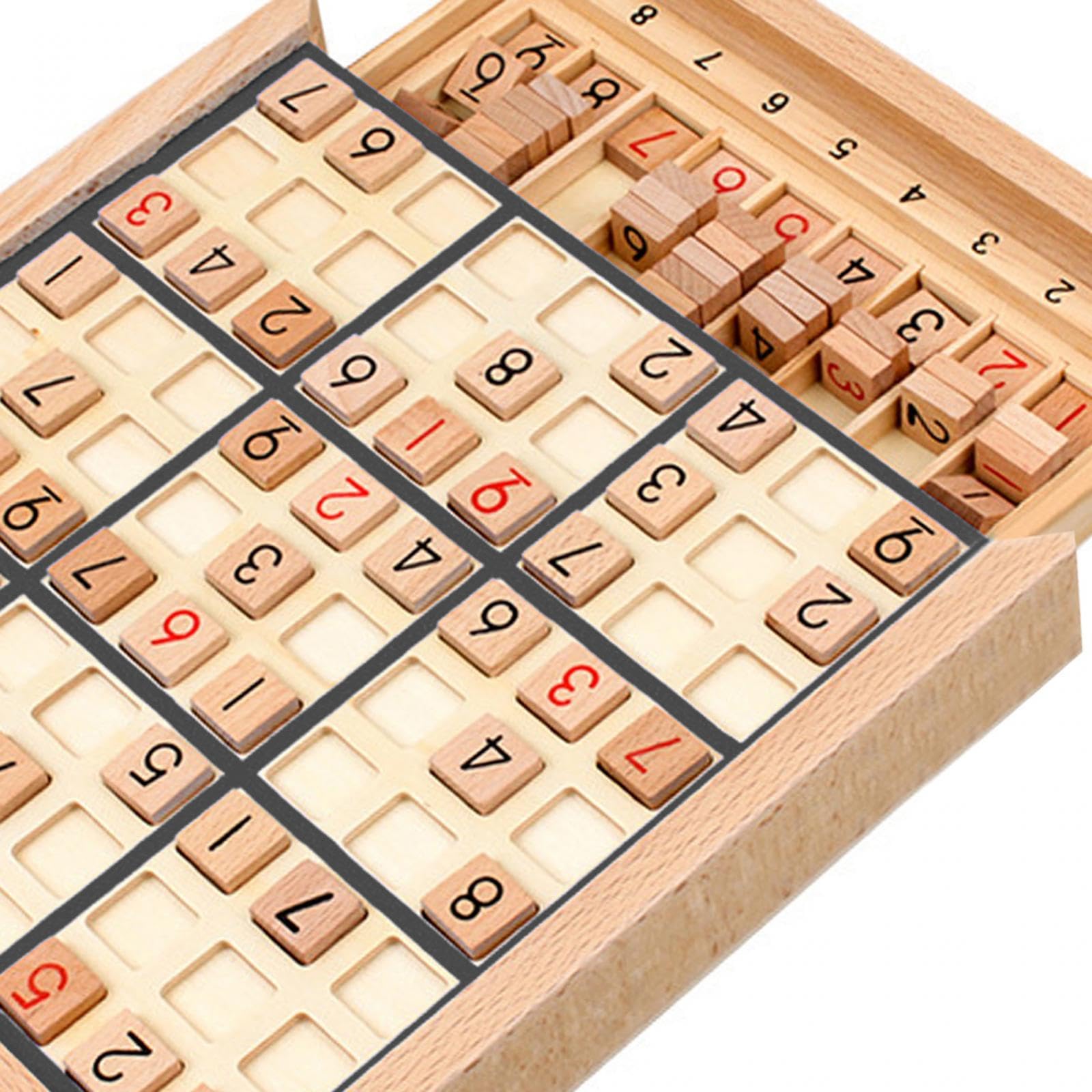 Tavola Sudoku in Legno, Giocattolo, Puzzle, Set di Giochi di Apprendimento Portatile per Bambini, Regalo di Natale, Nero