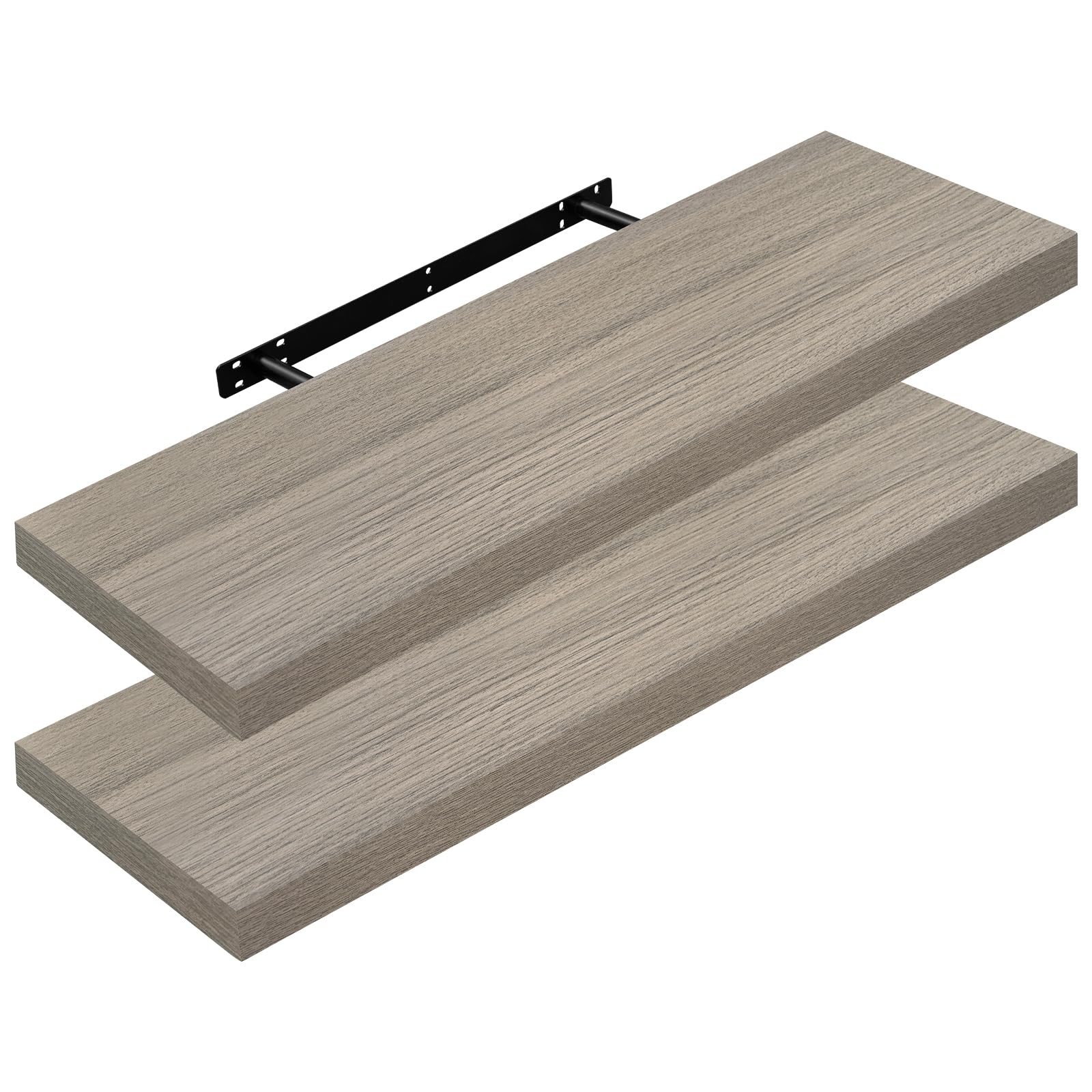 WOLTU 2X Wandregal Wandboard Bücherregal Regale für Deko Wandablagen aus MDF Holz, 2er Set Hängeregal Graue Holzoptik, 80x22.9x3.8cm