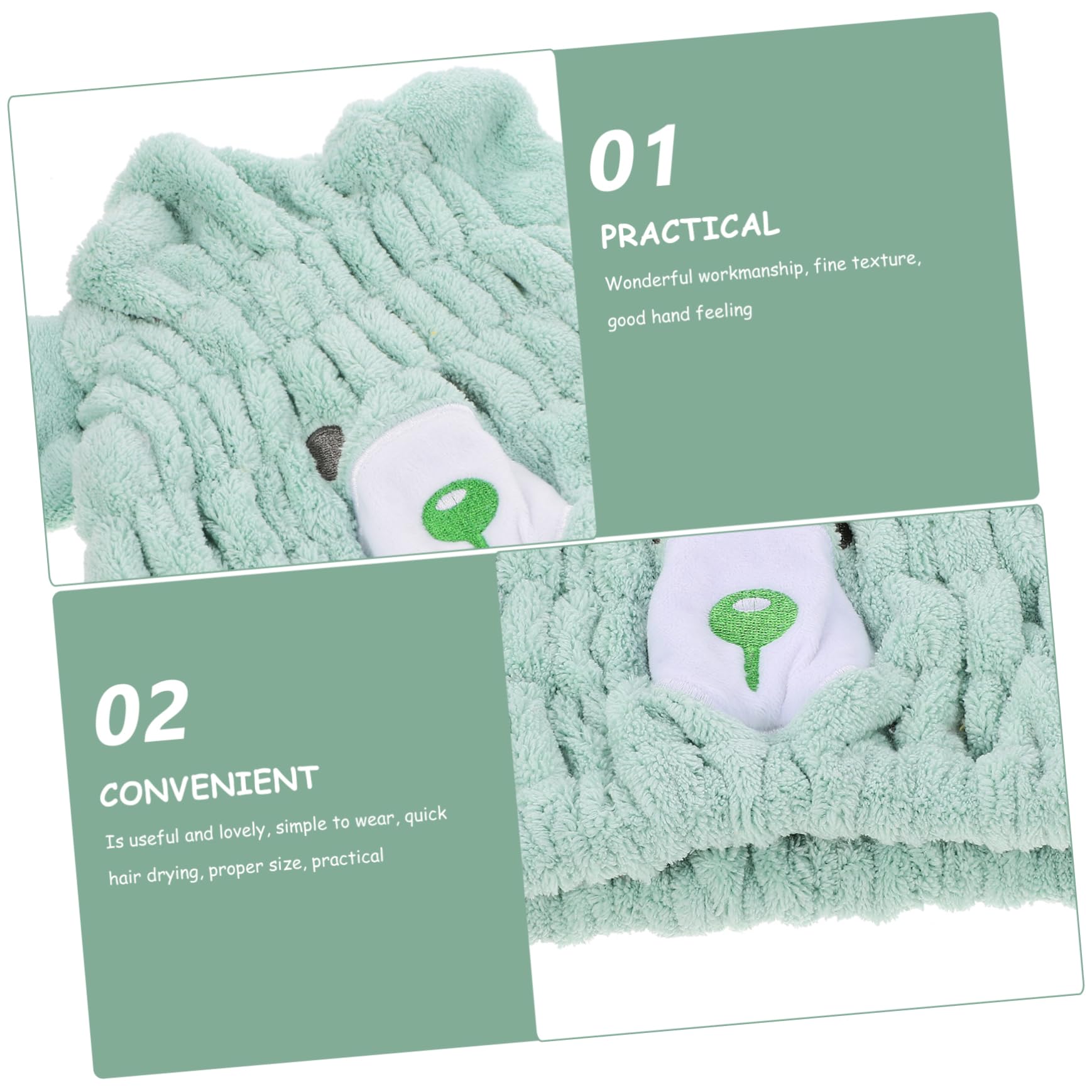 OUNONA Coral Fleece Hair Towel Wrap for Quick Drying Absorbent Hair Drying Hat with Cute Bear Design Comfortable and Friendly Towel Wrap for Boys