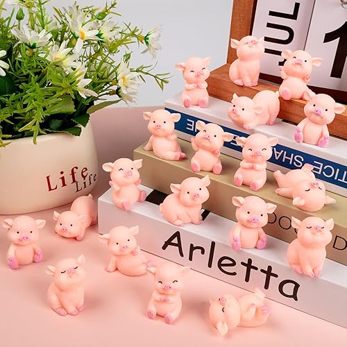 Miniatura 2 de 32 figuras de cerdo en miniatura, figuras de juguete de cerdito rosa, 1.5 pulgadas de resina para pasteles de cerdo para decoración de pasteles,