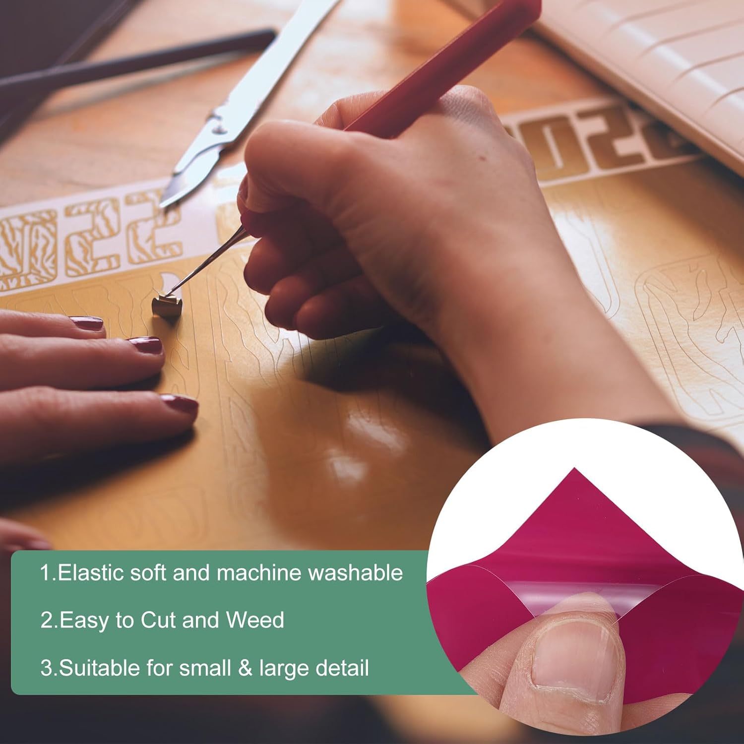 HARFINGTON HTV Heat Transfer Vinyl 11.8" x 15ft Roll PVC Magenta Iron on Vinyl for All Cutter Machine, Easy to Cut & Weed