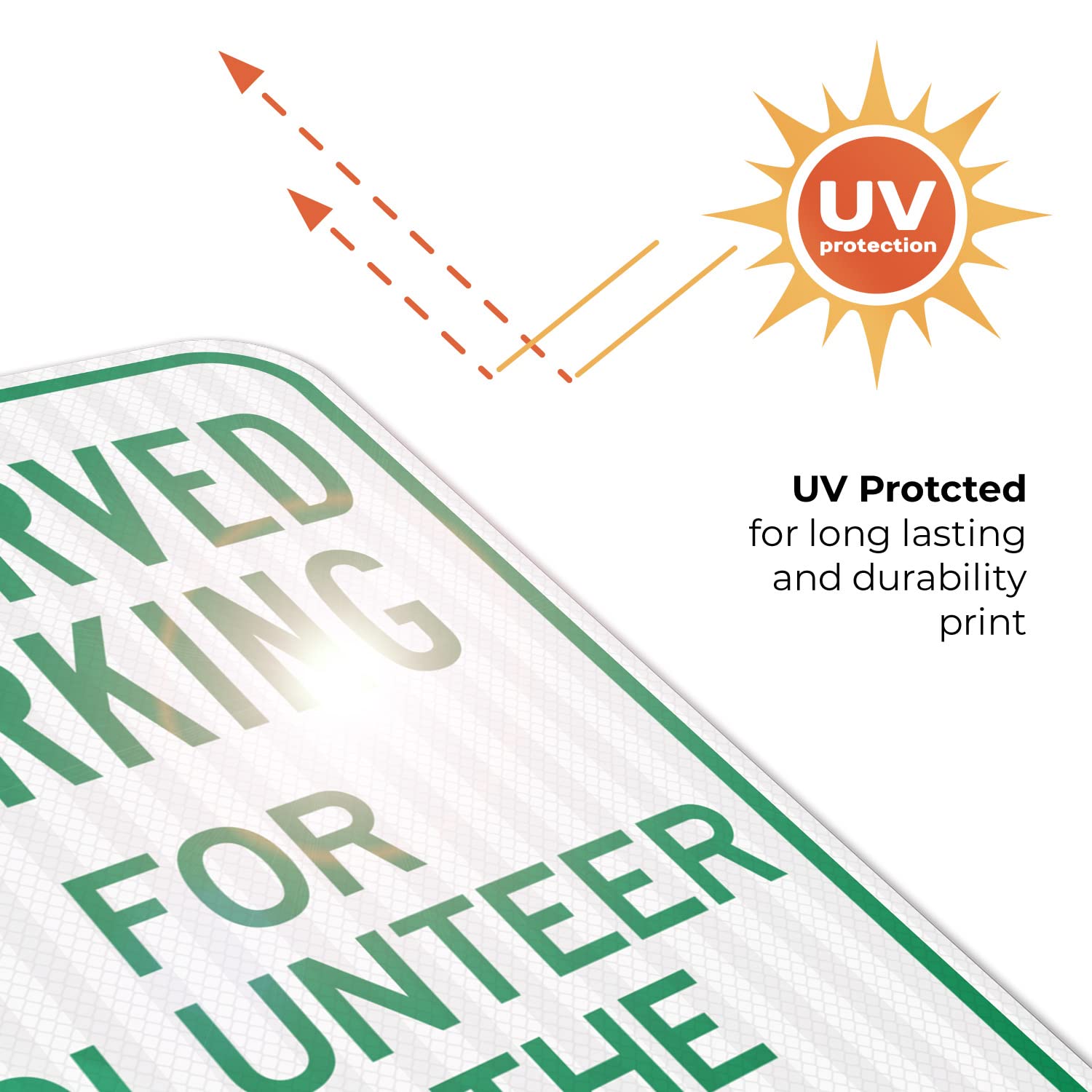 Reserved Parking for Volunteer of The Month Sign, 12x18 Inches, 3M EGP Reflective .063 Aluminum, Fade Resistant, Made in USA