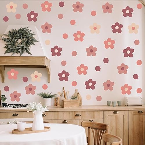 Miniatura 3 de Calcomanías de pared de margaritas bohemias, calcomanías de pared retro con flores para despegar y pegar, calcomanías florales para niños, niñas