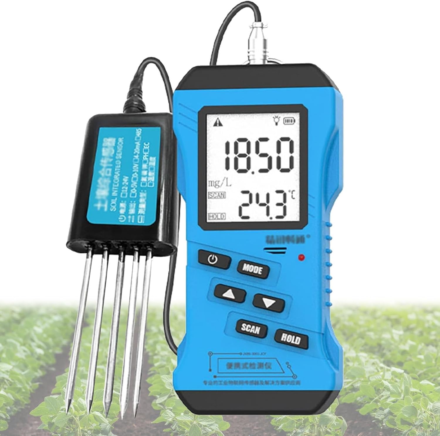 Portable 7in 1 Digital Soil Detector NPK Tester with Moisture Temperature Sensor Backlit LCD Garden Test Kit PH Meter for Handheld Terminal Smart Improvement Companion