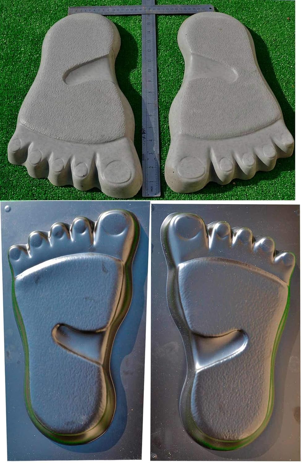 Concrete Molds Foot Yeti Concrete Foot Mold Set – Durable Plastic Molds for Creating Realistic Foot Shaped Cement Sculptures Paving Concrete Stone Garden Path Trace Decor S21