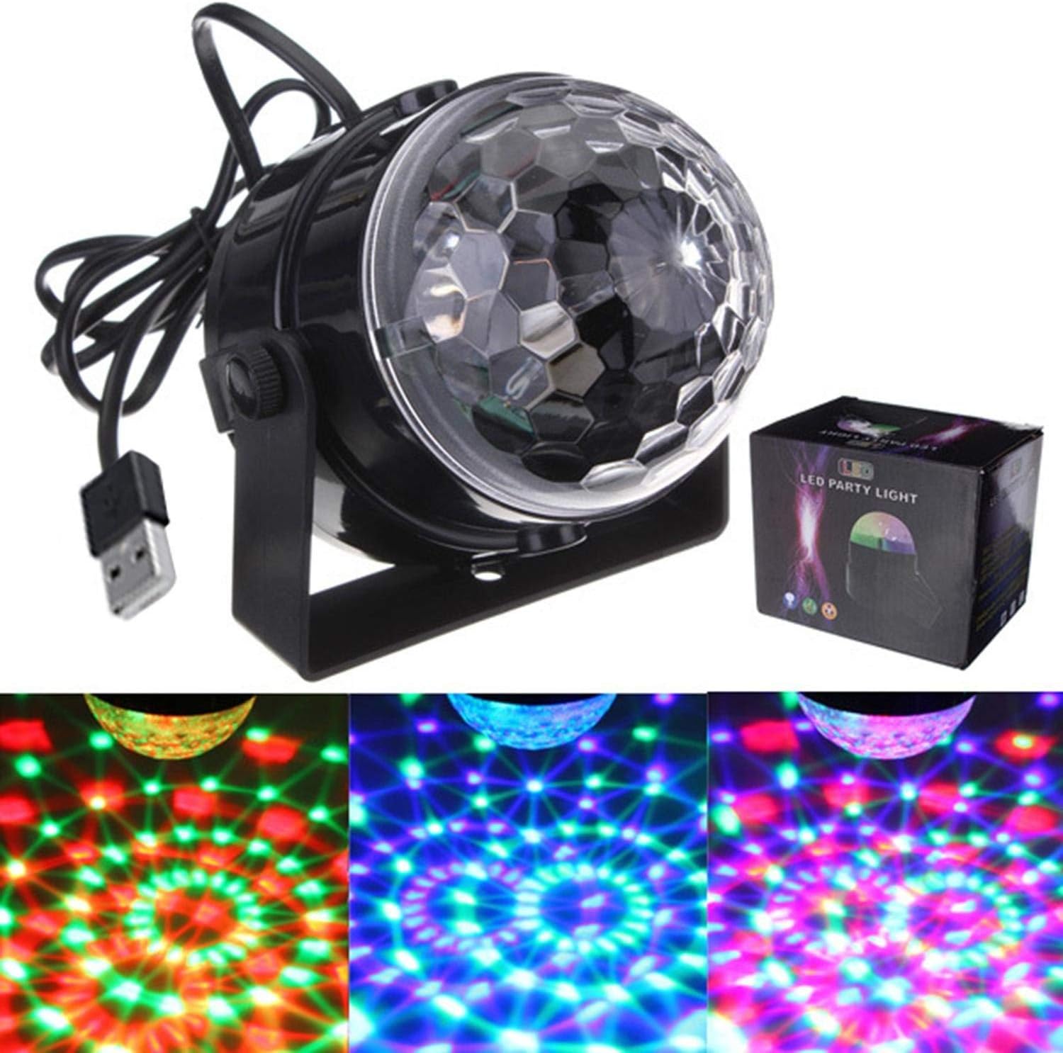 Amazon.co.jp リモート ミニ DISCO ボール ライト バンド サウンド コントロール ストロボ 効果と RGB LED