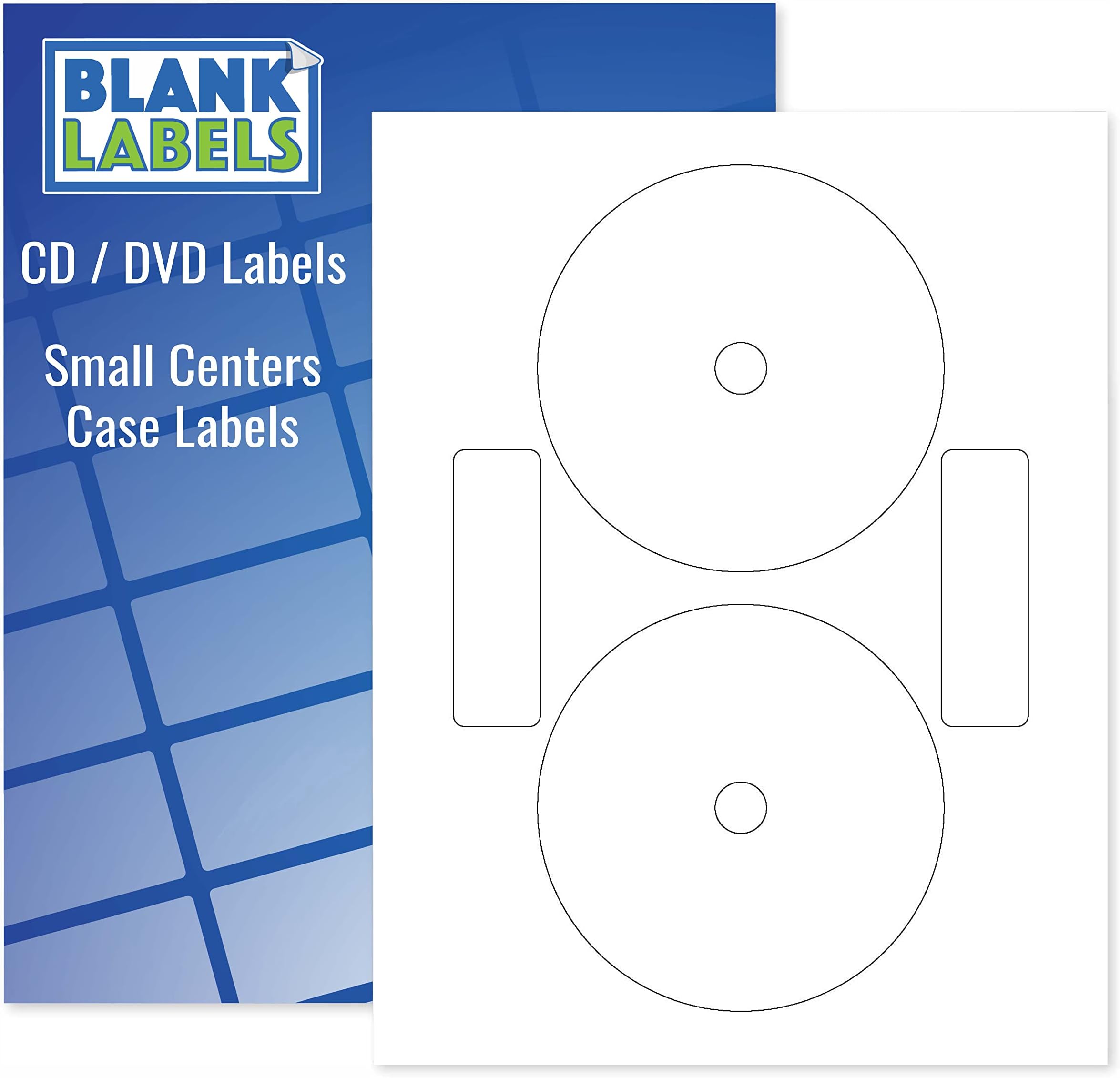 CD/DVD Label Full Face | Qty 200 Disc, 200 Spine | 100 Sheets Total | Permanent White Matte | Inkjet & Laser Compatible | Neato Small Center Style | Spine & Case Labels | Blank Label