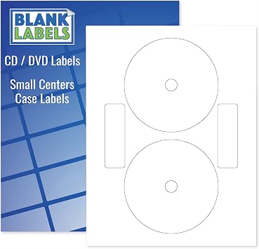 CD/DVD Label Full Face | Qty 50 Disc, 50 Spine | 25 Sheets Total | Permanent White Matte | Inkjet & Laser Compatible | Neato Small Center Style | Spine & Case Labels | Blank Label