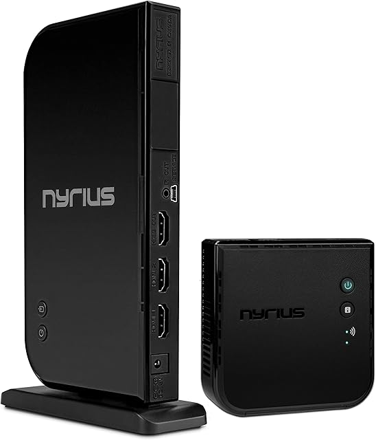 Nyrius Aries Home+ Wireless HDMI 2X Input Transmitter & Receiver for Streaming HD 1080p 3D Video and Digital Audio from Cable Box, Satellite, Bluray, DVD, PS4, PS3, Laptops, PC (NAVS502)