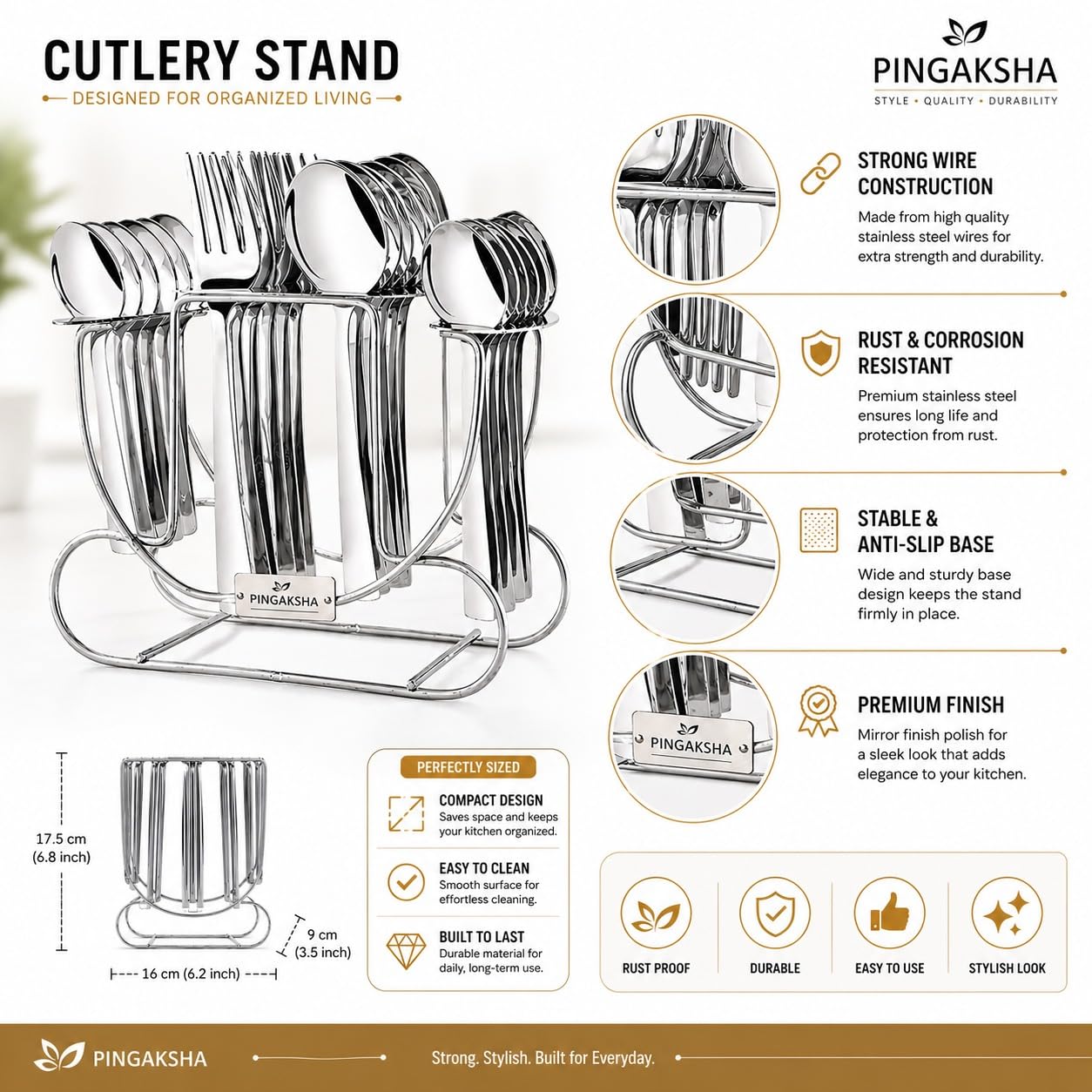 Stainless Steel Spoon Stand - Organize Your Cutlery -4