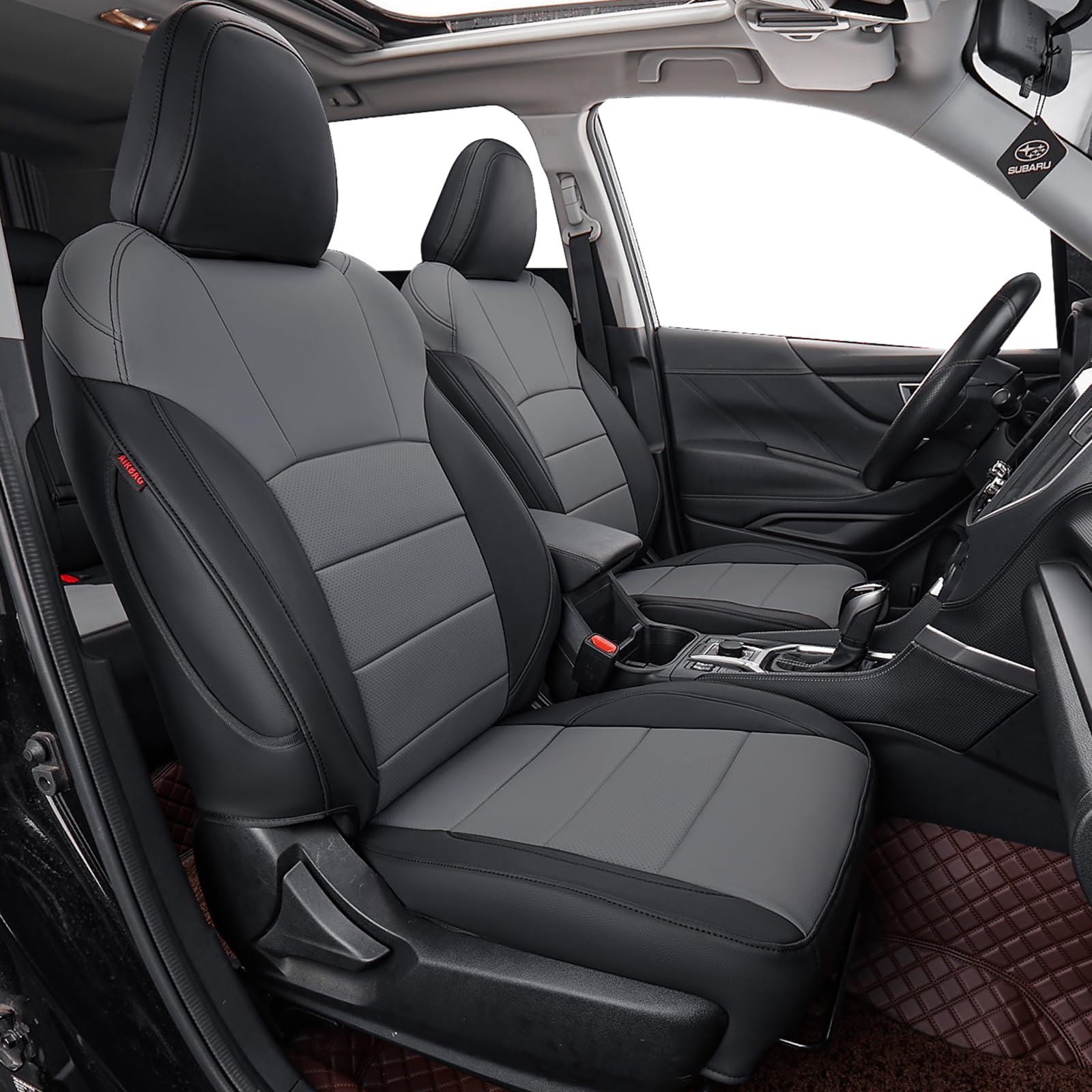 coverdream Crosstrek Car Seat Covers Custom Fit for 2024-2025 Subaru Crosstrek Premium,Sport,Limited,Wilderness Seat Covers,Full Coverage Waterproof Leather Seat Protector(Full Set,Black/Gray)