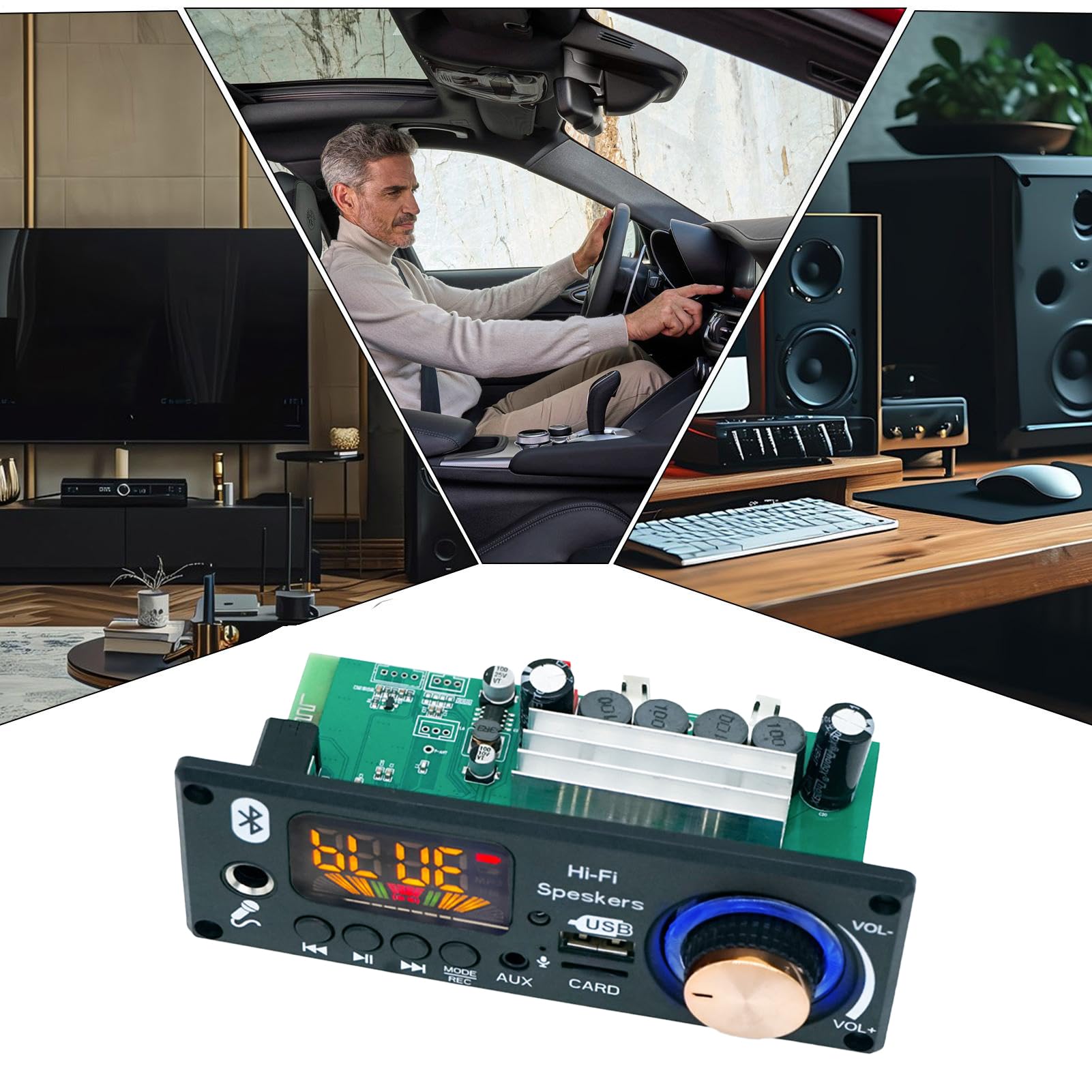 Verstärker für Anrufaufzeichnung, Audio-Verstärker-Chip | Blue-Tooth-kompatibles Modul 2 x 80 W | Anzeige der Digitalröhre mit USB-Schnittstelle | MP3-Player mit Aufnahmefunktion