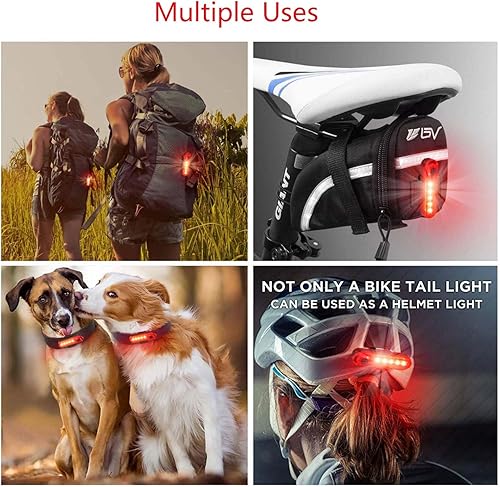 Miniatura 7 de Paquete de 2 luces traseras de bicicleta recargable, luz trasera roja para bicicleta de noche, luces traseras de bicicleta con gran duración de