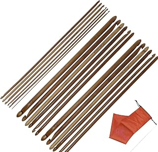 14-inch (35cm) Long Cro-Hook Double-Ended Afghan Crochenit Hooks Set, Save 15% on Bundle Offer, Incl. 17 Sizes: A-O (2-12mm) for Tunisian Crocheting on The Double