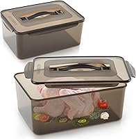 Reallnaive 2-Pack Leakproof Marinating Containers 12.5Qt & 8.3Qt - Dishwasher Safe Plastic Brining Tubs for Turkey Chicken BBQ Food Storage