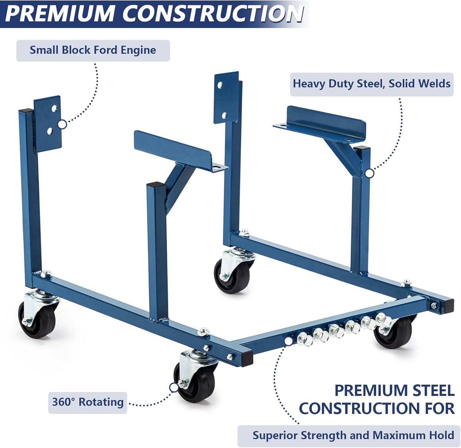 Engine Cradle Stand Compatible with Ford, Engine Cradle Stand with Wheels Steel Rolling Engine Stand Mover Repair Rebuild Heavy Duty Steel Powder Coated 1000 Pounds Capacity