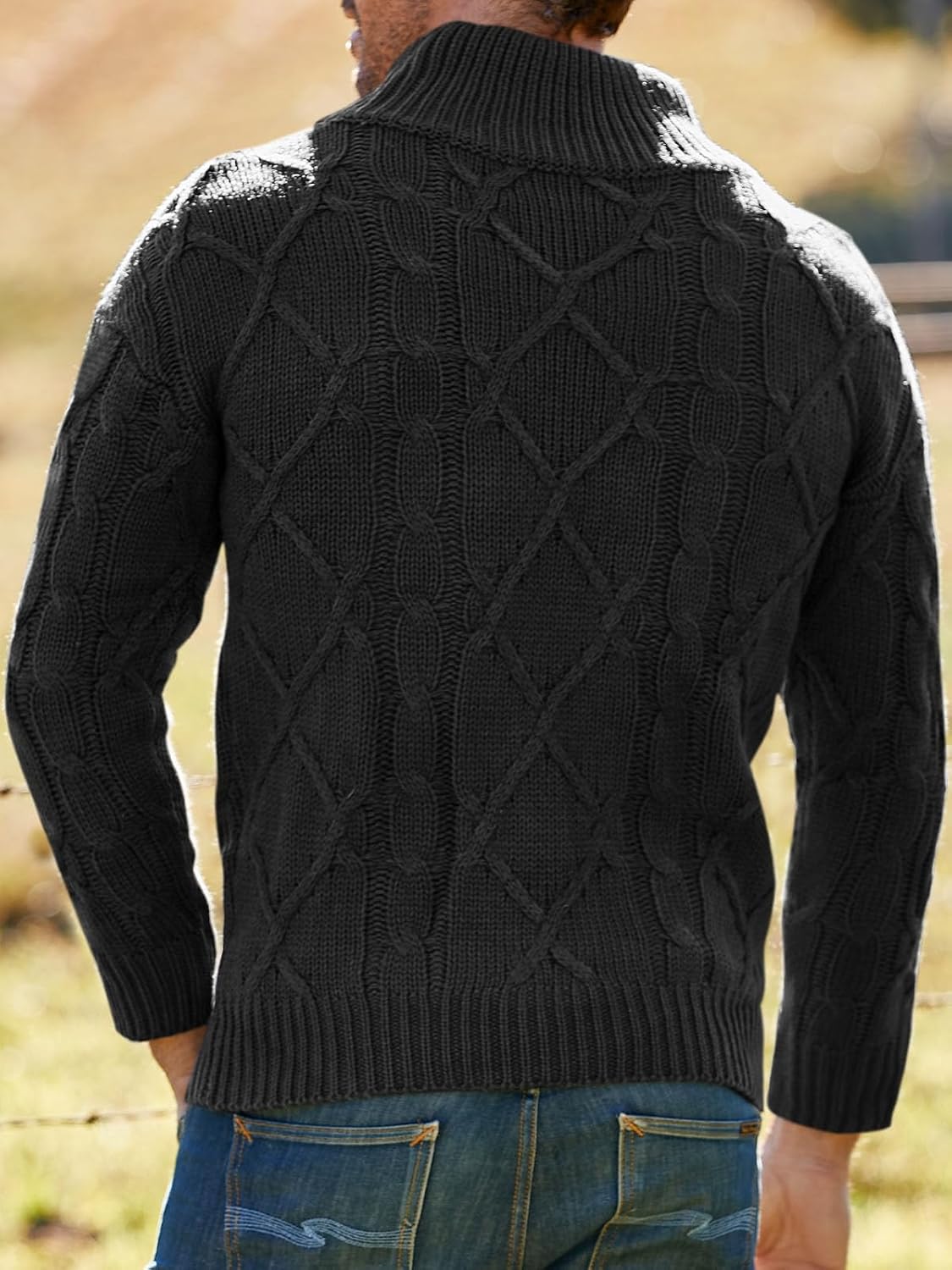 Vdnerjg Men's Thermal Turtleneck Sweater Long Sleeve Cable Knit Casual Chunky Pullover Jumper