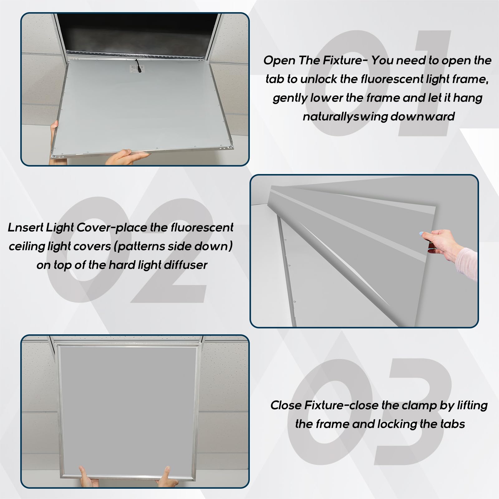 Amylove 4 Pcs Fluorescent Light Covers Ceiling Light Covers Classroom