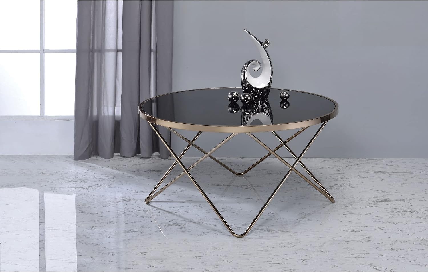 Ergode Coffee Table Champagne & Black Glass
