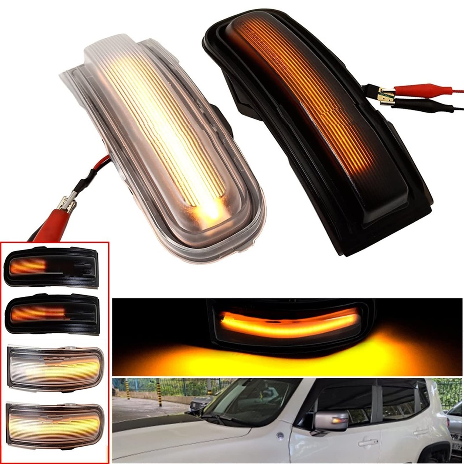 Clignotants Dynamiques Pour JEEP Pour Renegade 2015-2020 Rétroviseur D'aile De Voiture Côté Clignotant Avant Largeur Couvercle De Lampe Sans Ampoule Dynamiques LED Clignotant(Left Side