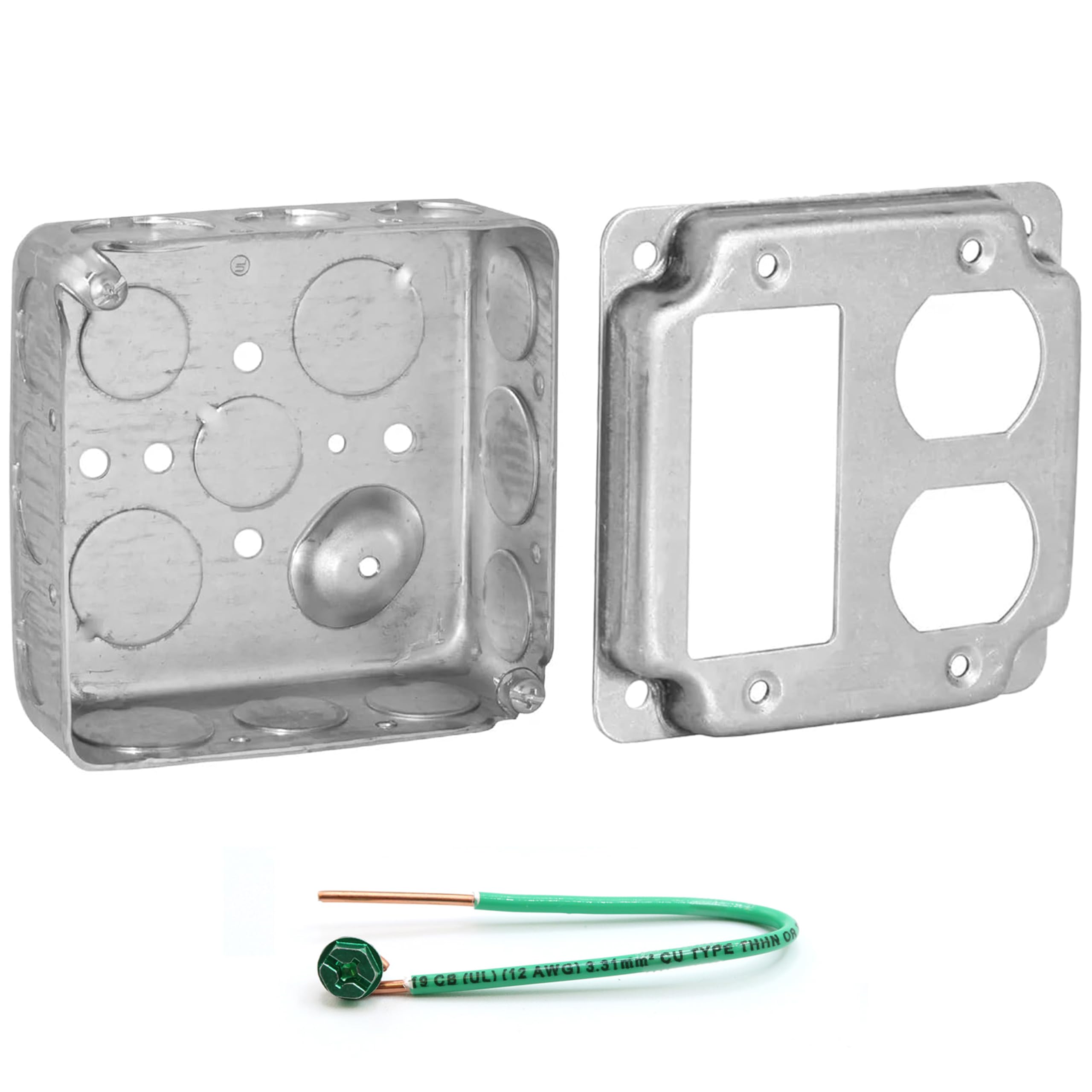 4" Square Electrical Box Kit, 2-Gang Duplex Cover, 1-1/2" Deep, Drawn Steel — Amazon image 10