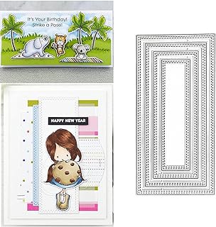 4Pcs/Set Rectangle Frame Metal Die Cuts,Slimline Stitched Rectangular Nesting Tag Background Cutting Dies Cut Stencils for DIY Scrapbooking Photo Decorative Embossing Paper Card Making