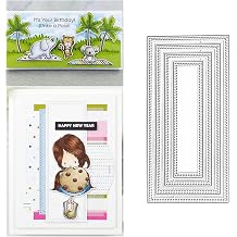 4Pcs/Set Rectangle Frame Metal Die Cuts,Slimline Stitched Rectangular Nesting Tag Background Cutting Dies Cut Stencils for DIY Scrapbooking Photo Decorative Embossing Paper Card Making