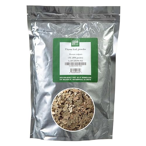 Monterey Bay Herb Co Polvo de hoja de tomillo  Hierba mediterránea para cocinar, aceites, jabones y cremas  1 libra de hierba a granel