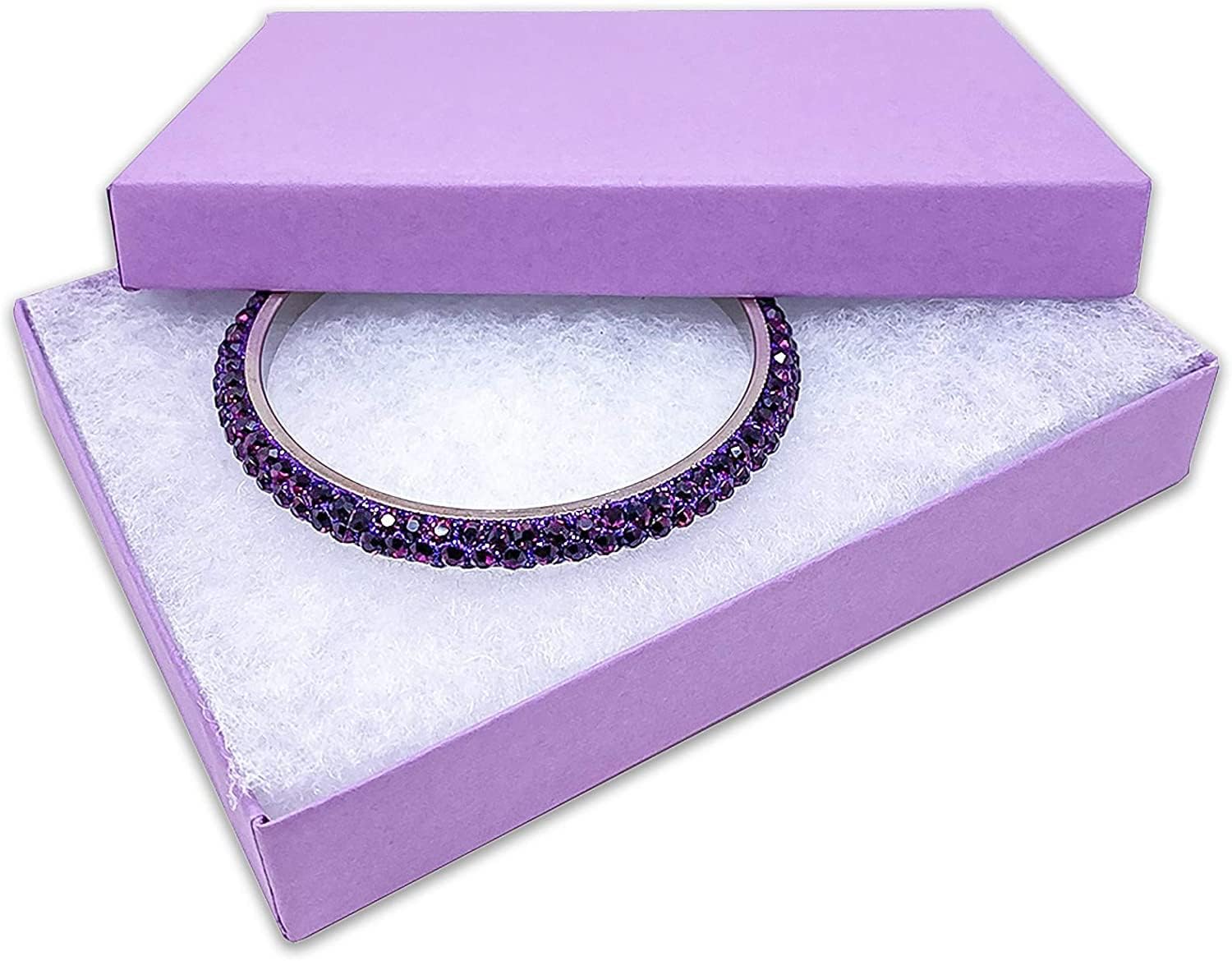 10 Pack Cotton Filled Matte Purple Paper Cardboard Jewelry Box . For Large Necklace, Jewelry Set, Bracelets, Bangle, Pocket Watch, Anklet, Pen, Letter opener, Belt Buckle, Retail Display Packaging Box-Size 7" x 5-1/2" x 1" in (#75) by R J Displays
