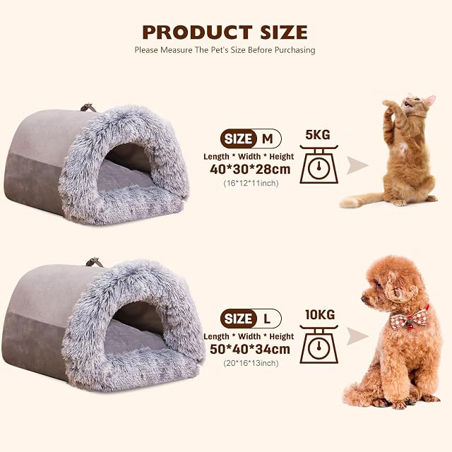 Foto 5 de 6 de PETCUTE Cama Gato Cueva,Cueva Suave y Cálida para Mascotas,Plegable Camas para Gatos con Cojín Interior…
