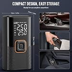 Tire Inflator Portable Air Compressor, 150PSI Cordless Air Pump for Car Tires with Digital Pressure Gauge, 12V DC Adapter, LED Light, Portable Tire Inflator for Car, Motorcycle, Bike, Balls