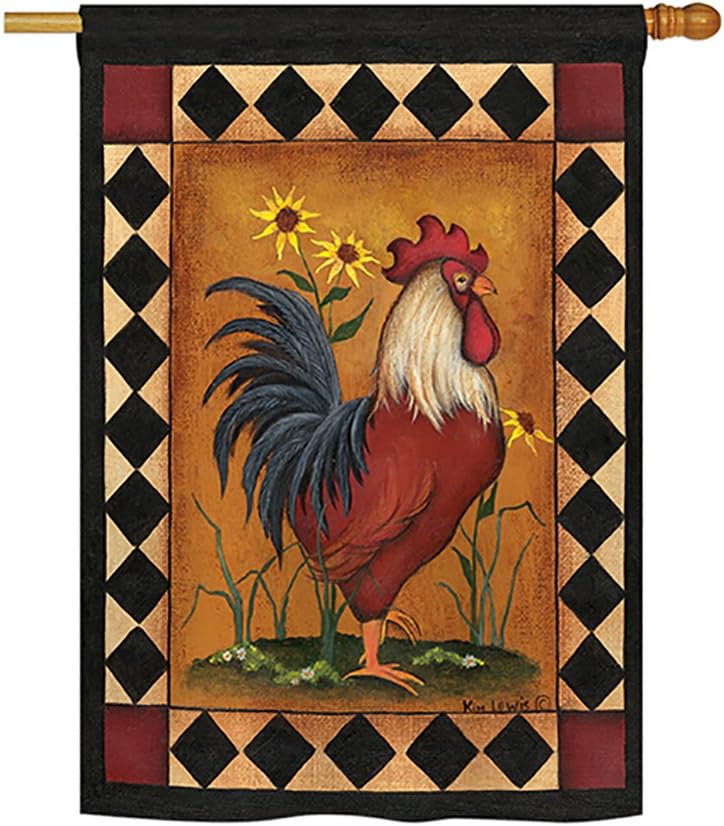 Breeze Decor - Rooster Nature - Everyday Impressions Decorative Vertical House Flag 28" x 40" Printed In USA