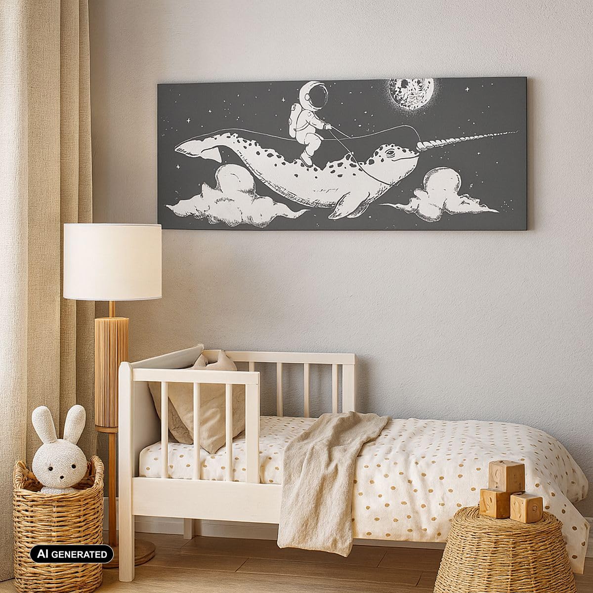 ARTTOR Leinwandbild 140x50cm Wandbild Schwarz-Weiß Kinder - 5467