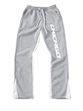 Men's Graphic Letter Print Sweatpants Color Block Straight Leg Lounge Sports Sweatpants